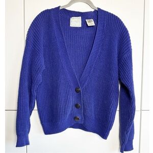 Emporio Gitano Purple Vintage Ramie Cardigan Sweater Chunky Knit Size Medium